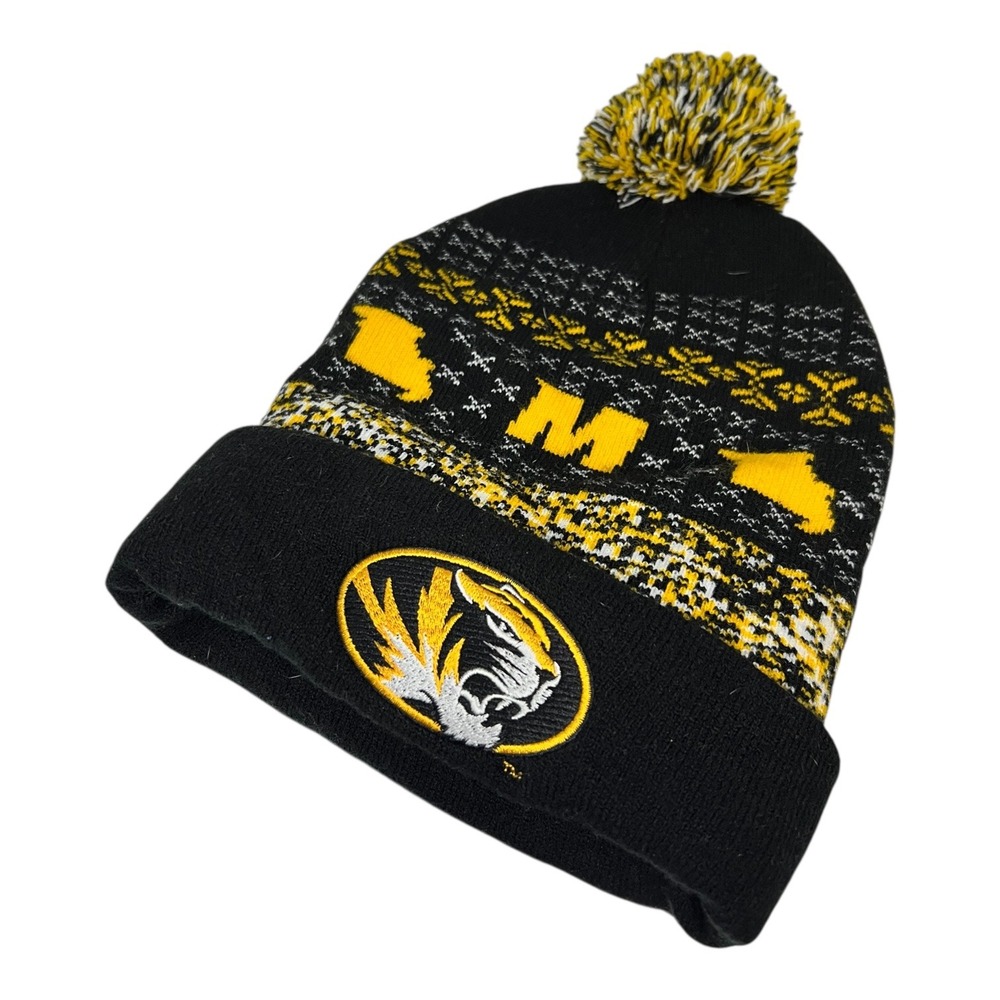 Missouri Tigers Mizzou Black Yellow Knit Pom Beanie Hat‎ Officially Licensed